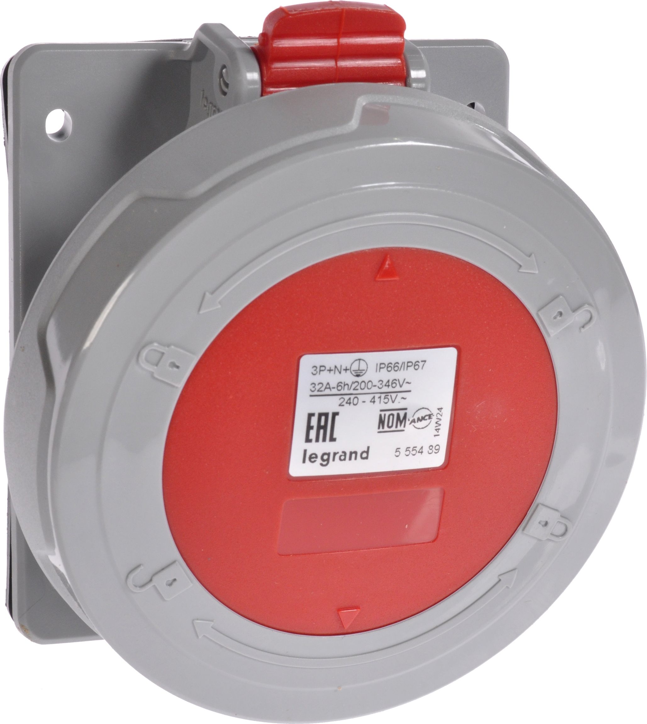 Legrand Gniazdo tablicowe 5P 32A 400V czerwone IP67 P17 TEMPRA PRO (555489)
