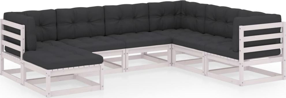 vidaXL 7-cz. zestaw wypoczynkowy do ogrodu, z poduszkami, lita sosna