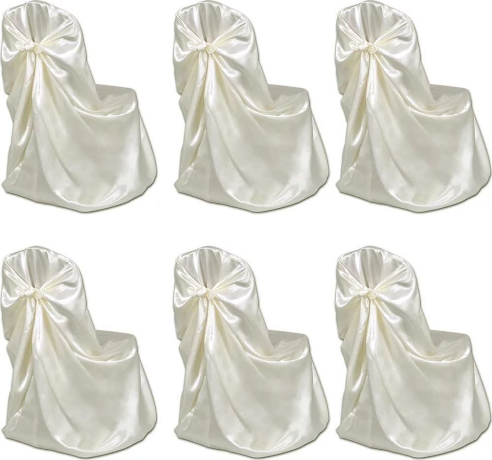 vidaXL Pokrowce na krzesła weselne 6 szt. kremowe