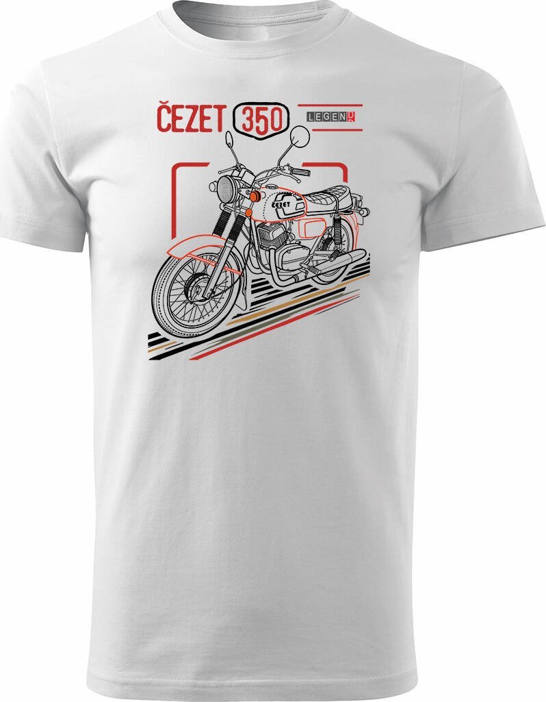 Topslang Koszulka z motocyklem na motor Cezet Cezeta 350 męska biała REGULAR L