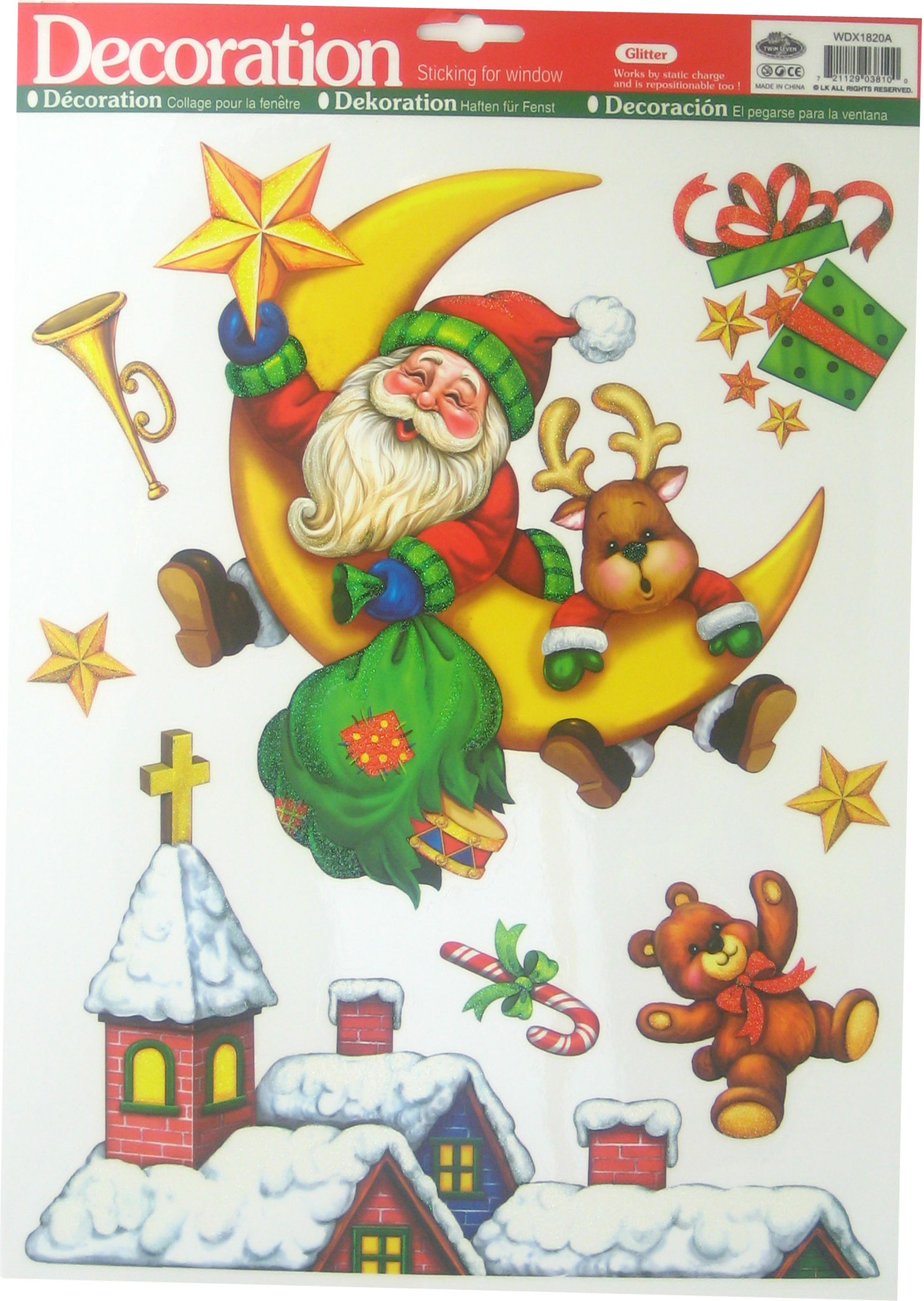 Dekoracja świąteczna Arpex Dekoracja elektrostatyczna z brokatem (581309) - 5907667254041