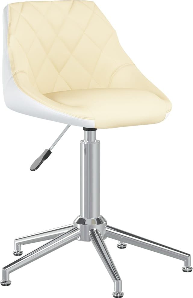 vidaXL Obrotowe krzesło stołowe, kremowo-białe, sztuczna skóra