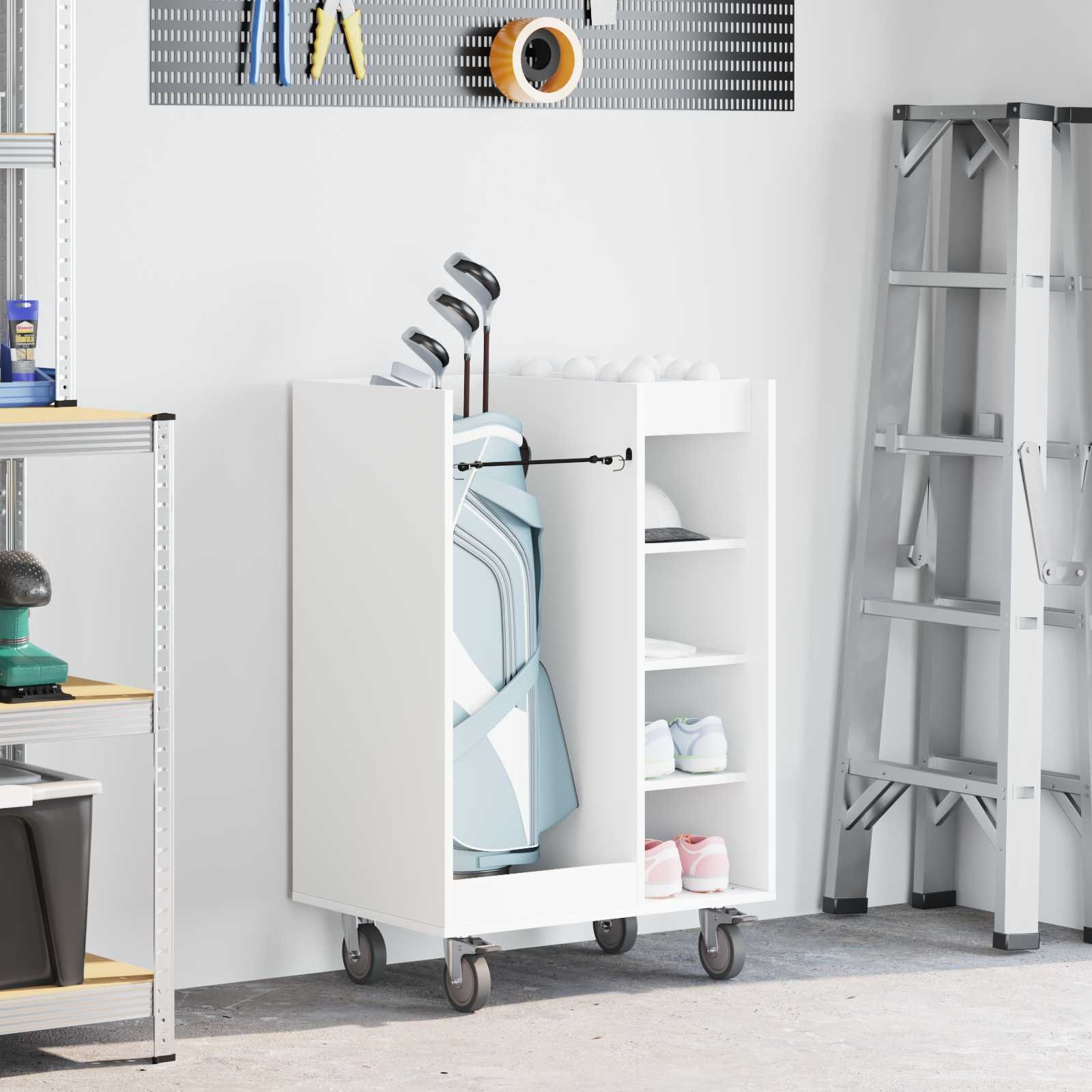 vidaXL Szafka golfowa z kołem Gładki Biały 65 x 45 x 98 cm