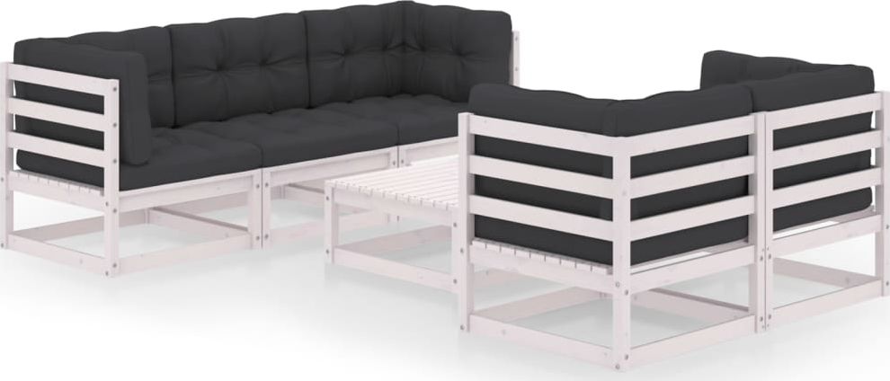 vidaXL 6-cz. zestaw wypoczynkowy do ogrodu, z poduszkami, lita sosna