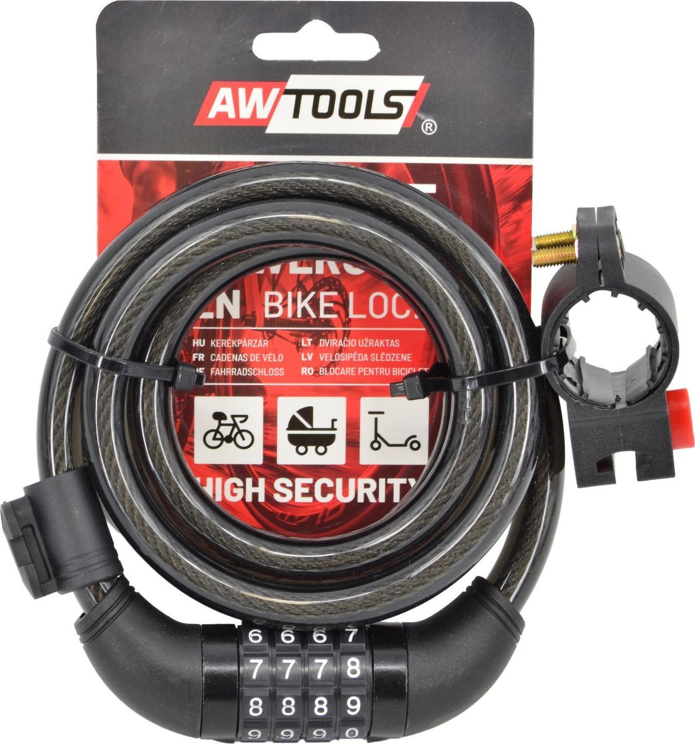 AWTOOLS ZAPIĘCIE ROWEROWE fi 12 x 150cm SZYFR