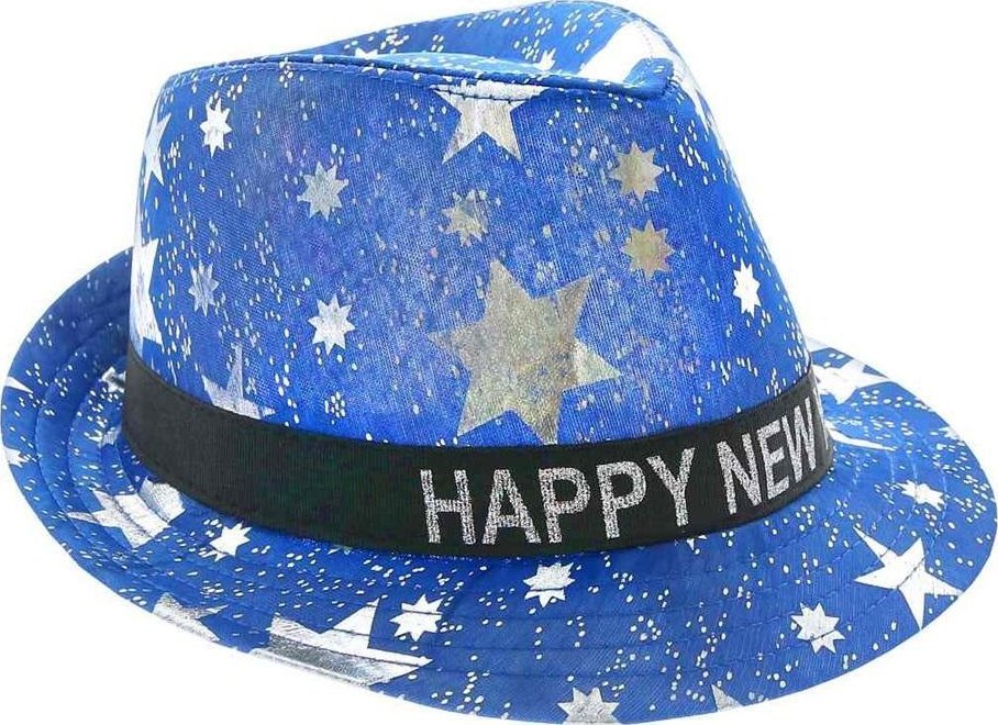 Kapelusz Happy New Year niebieski w gwiazdki