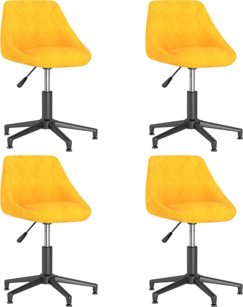 vidaXL Obrotowe krzesła stołowe, 4 szt., musztardowe, aksamitne