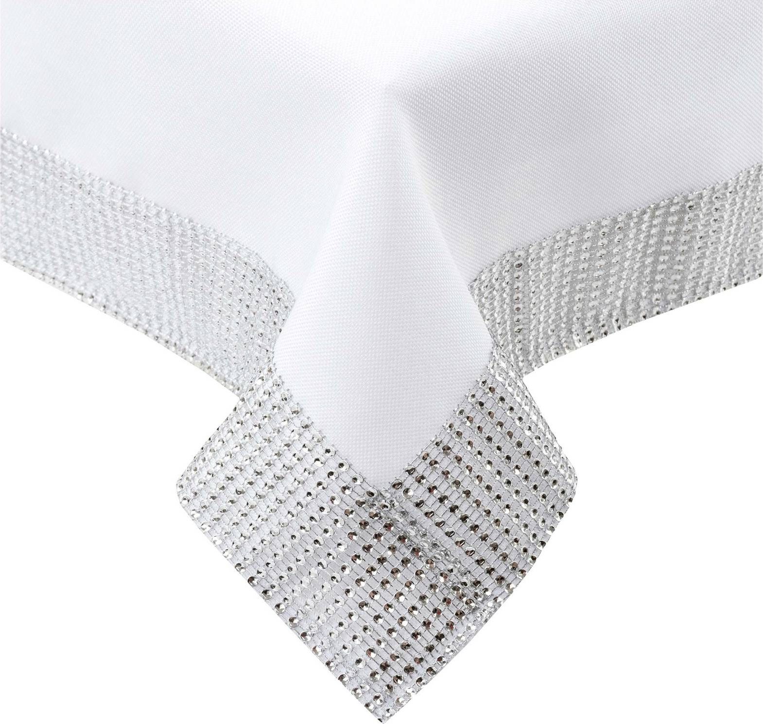 Łóżkoholicy Obrus Plamoodporny Diament Cyrkonia Biały 140x200
