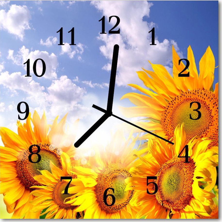 Tulup Zegar szklany ścienny Cichy Słonecznik Natura 30x30 55529240