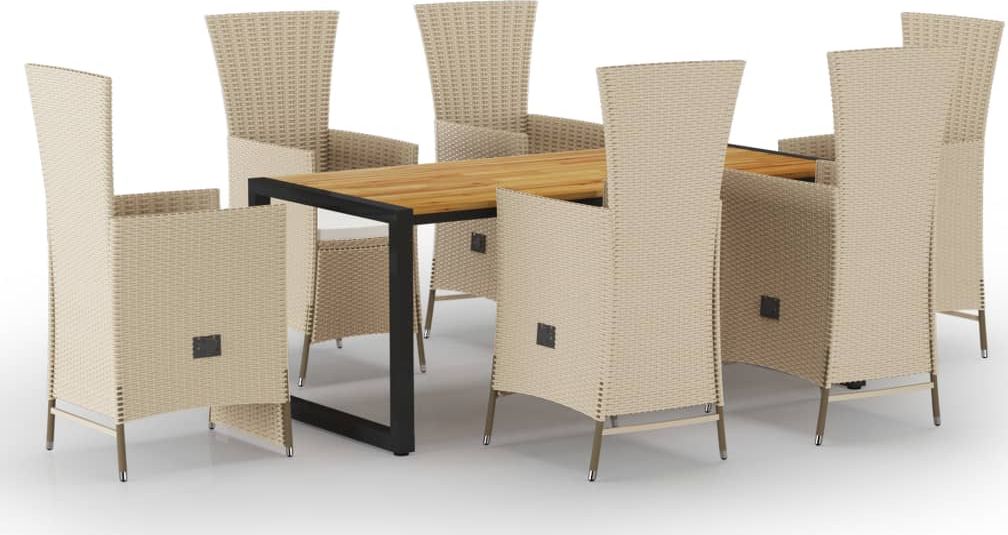 vidaXL 7-częściowy zestaw mebli ogrodowych, beżowy