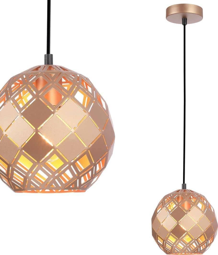 Lampa wisząca Italux Wisząca LAMPA geometryczna PAULELA PND-34221-1S-GD Italux ażurowy ZWIS do sypialni złoty