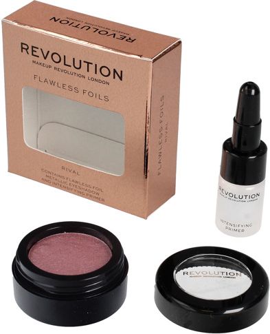 Makeup Revolution Flawless Foils Metaliczny cień do powiek + baza Rival