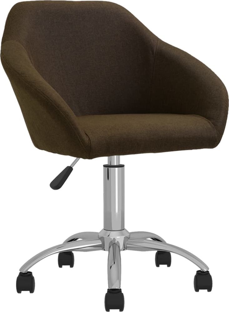 vidaXL Obrotowe krzesło stołowe, ciemnobrązowe, obite tkaniną