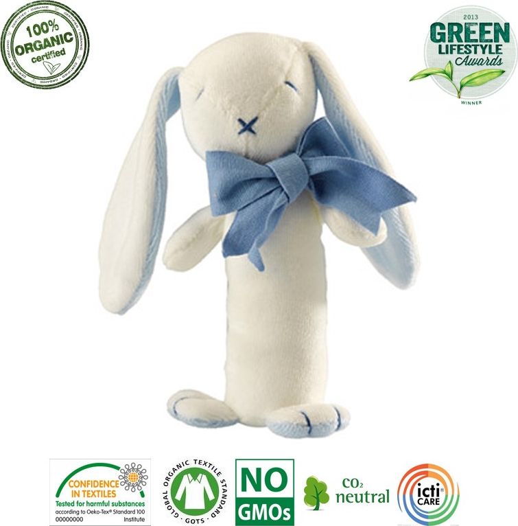 Maud N Lil Maud N Lil Oscar The Bunny Stick Rattle Grzechotka Organiczna Miękka