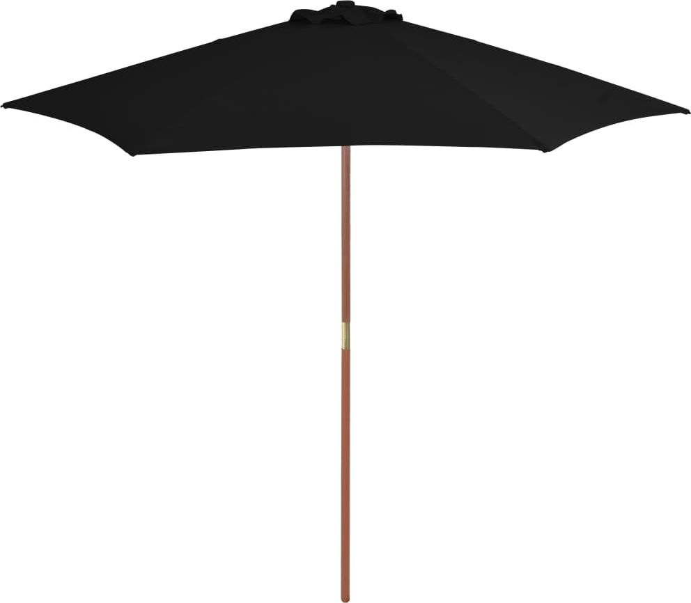 vidaXL VidaXL Parasol ogrodowy na drewnianym słupku, czarny, 270 cm