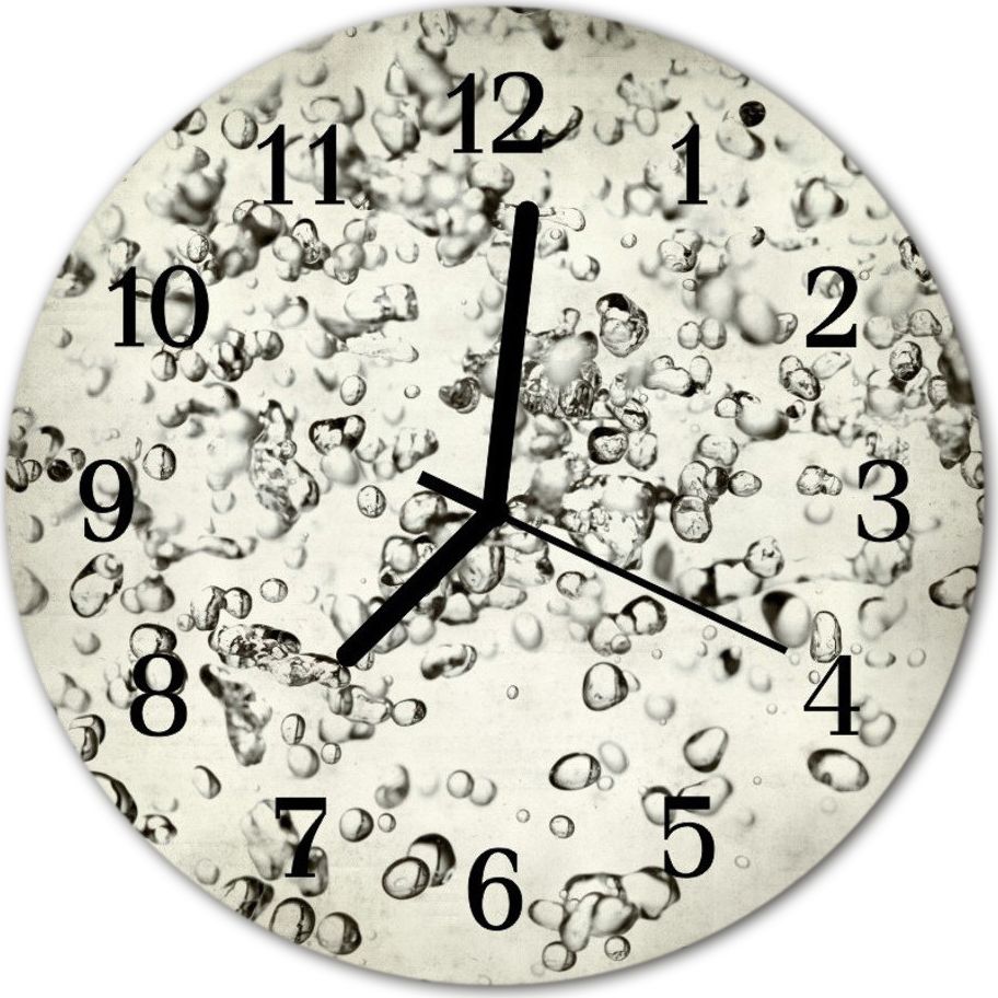 Tulup Zegar na szkle na ścianę Okrągły Krople Natura fi 30 cm 61772635