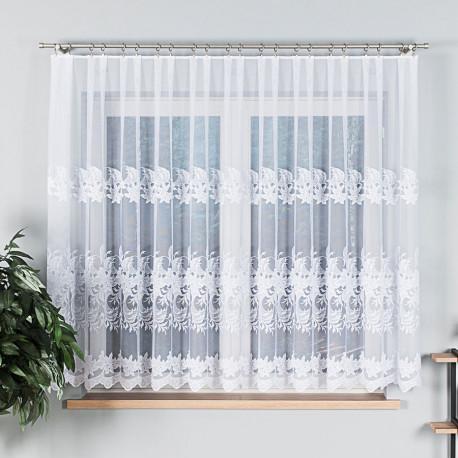 Markizeta Firanka żakardowa pasowa, kolor biały 001 023049/000/001/155000/1