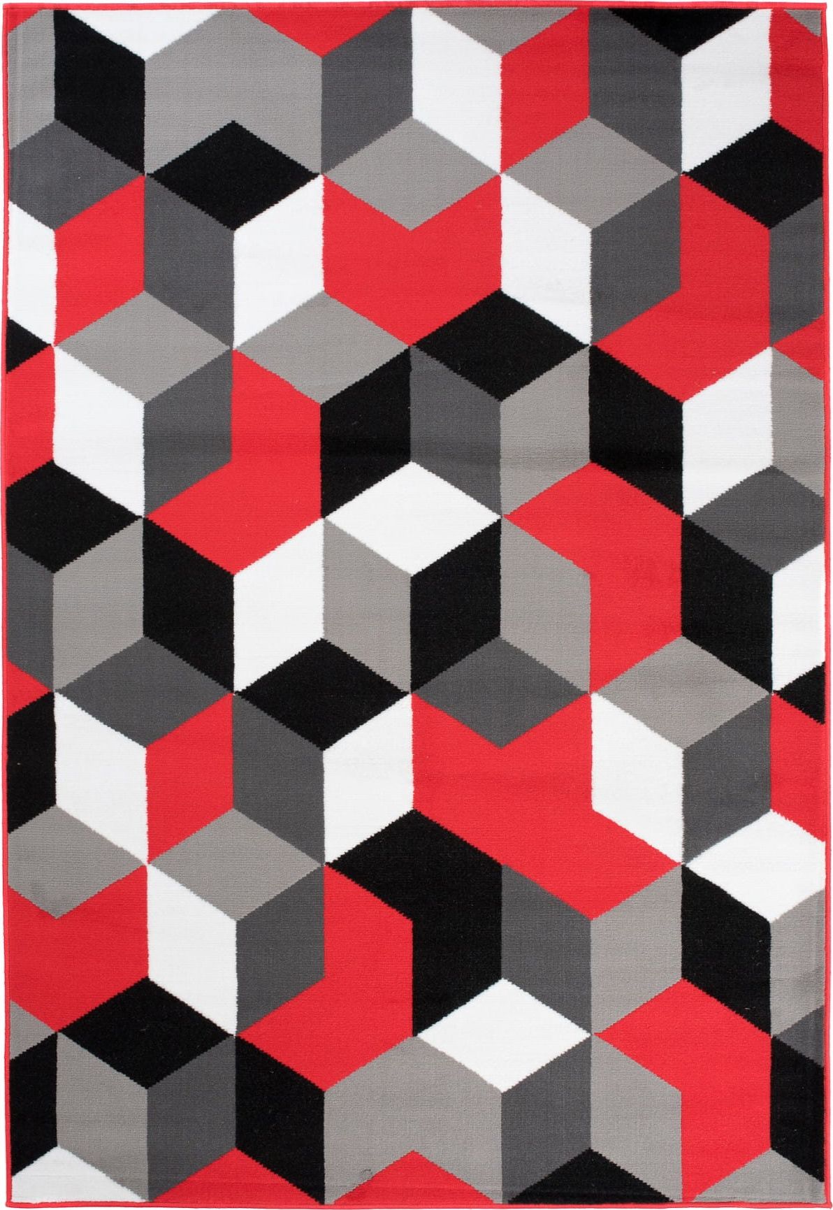 Carpetpol Dywan nowoczesny czerwony szary geometryczny Q545A RED MAYA PP ESM (1.80*2.50)