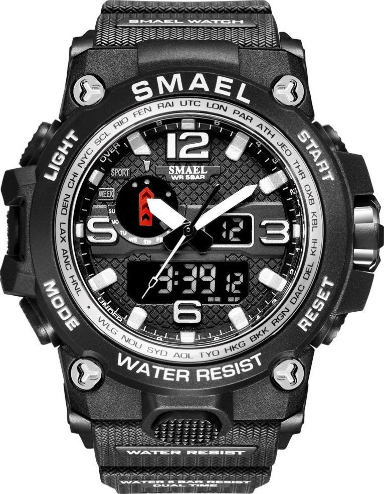 Zegarek sportowy SMAEL ZEGAREK MĘSKI WOJSKOWY MILITARNY SPORTOWY WODOODPORNY DATA ALARM + PUDEŁKO