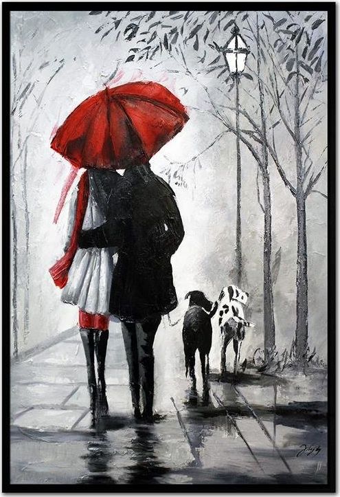 GO-BI Obraz "Spacery - pejzaz nowoczesny" ręcznie malowany 63x93cm