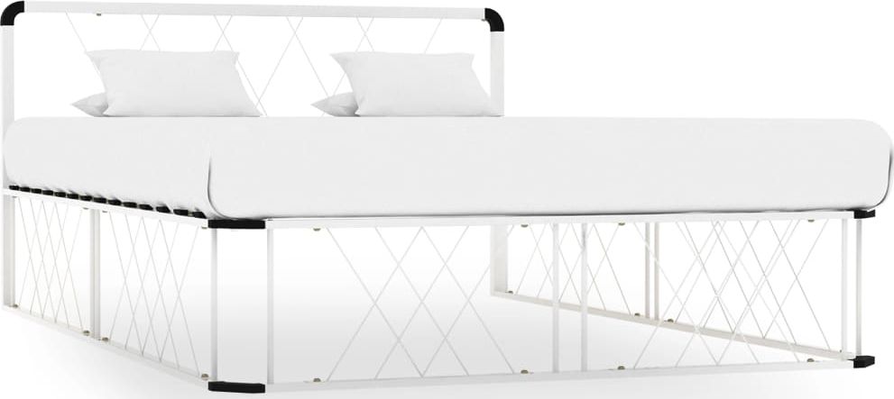 vidaXL Rama łóżka, biała, metalowa, 140 x 200 cm