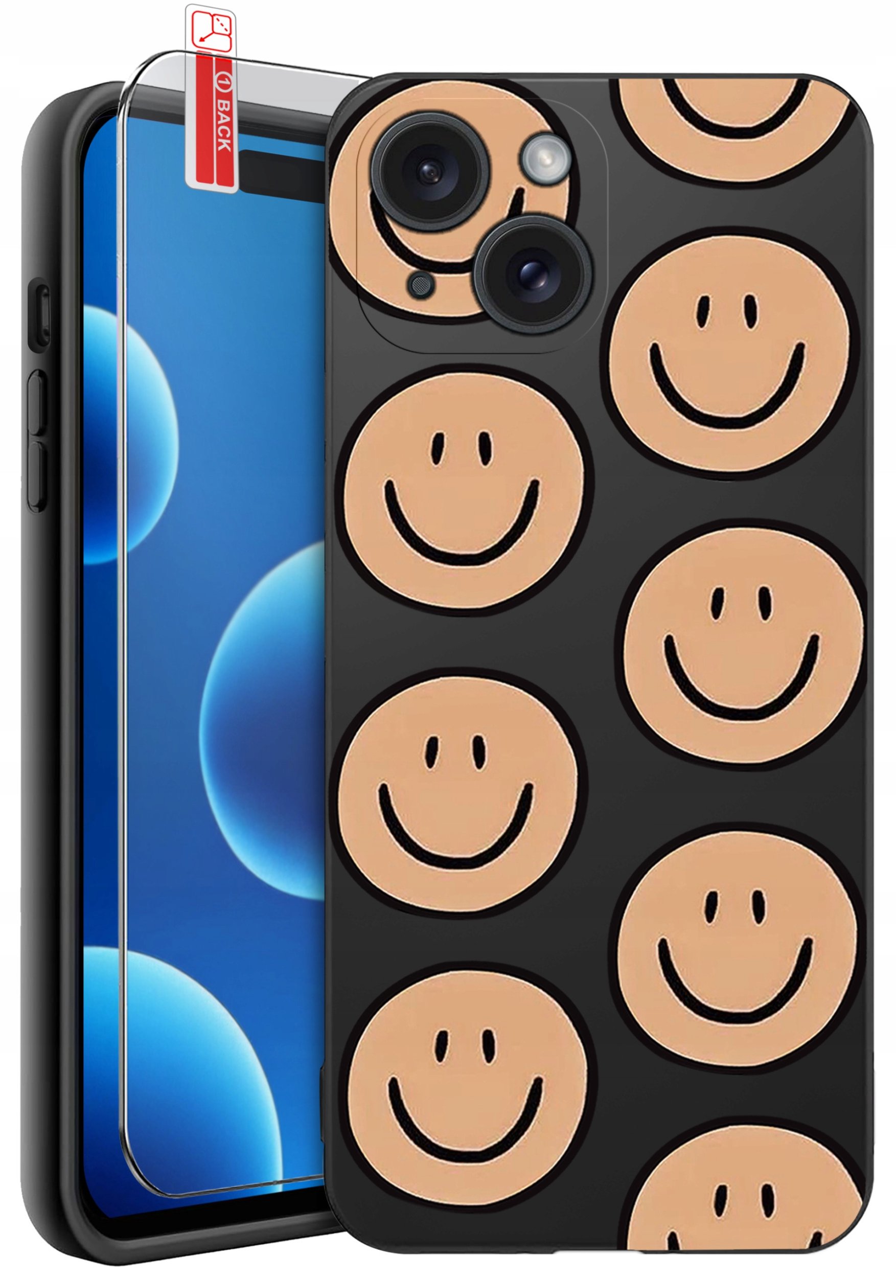 ETUI do iPhone 15 | WZORY | SILIKONOWE MATT CASE + SZKŁO 9H