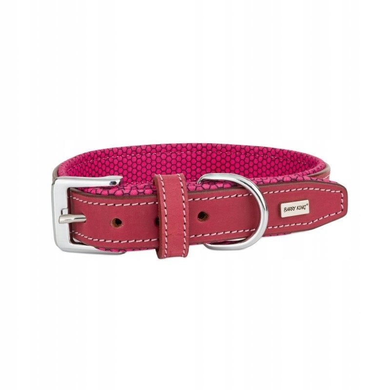 Obroża skórzana, L: 40-47 cm/25 mm, ciemny różowy