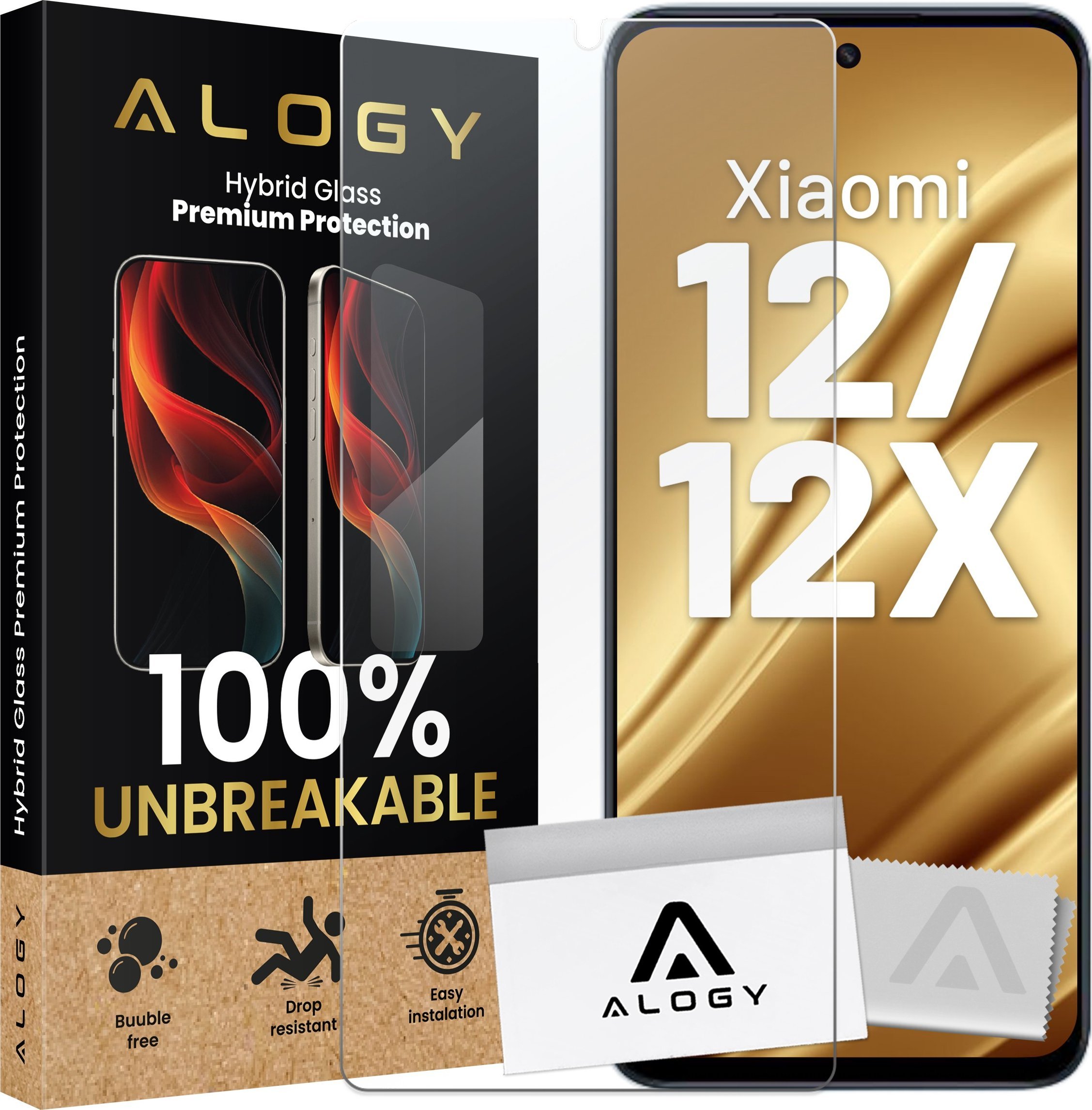 Alogy Szkło hybrydowe do Xiaomi 12 / 12X na ekran Alogy Flexi Glass 9H Case Friendly płaskie na ekran