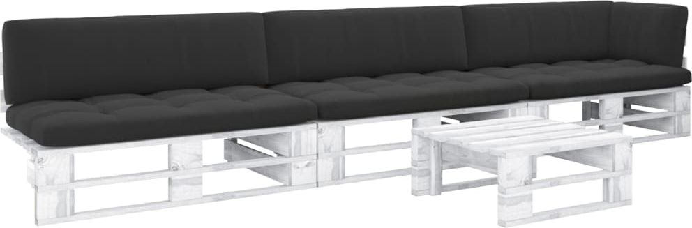 vidaXL 4-częściowy zestaw wypoczynkowy z palet, z poduszkami, biały