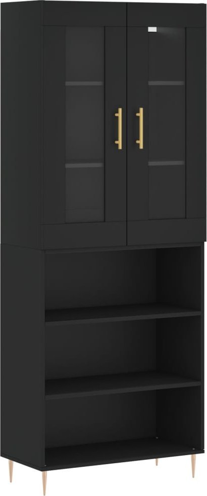 Witrynka, czarna, 69,5x34x180 cm, materiał drewnopochodny