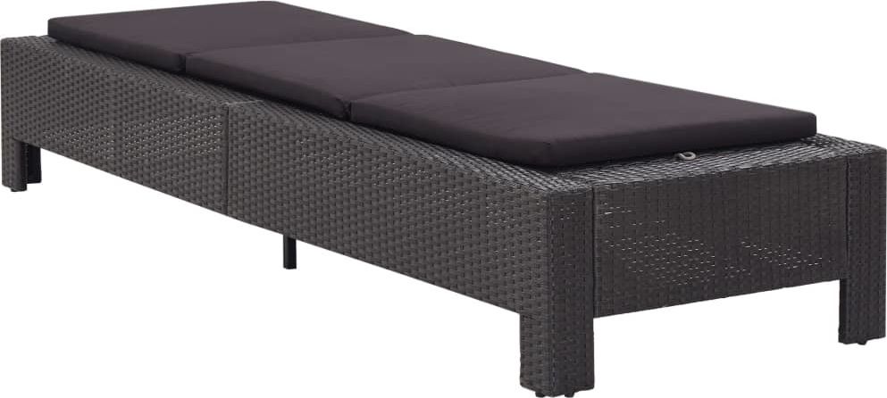 vidaXL leżak z poduszką, czarny, polirattanowy (46237)