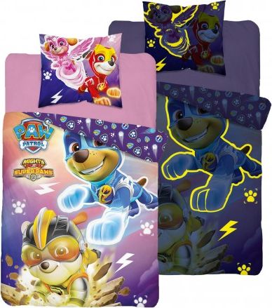 Detexpol Pościel 160x200 bawełniana świecąca w ciemności Psi Patrol Team