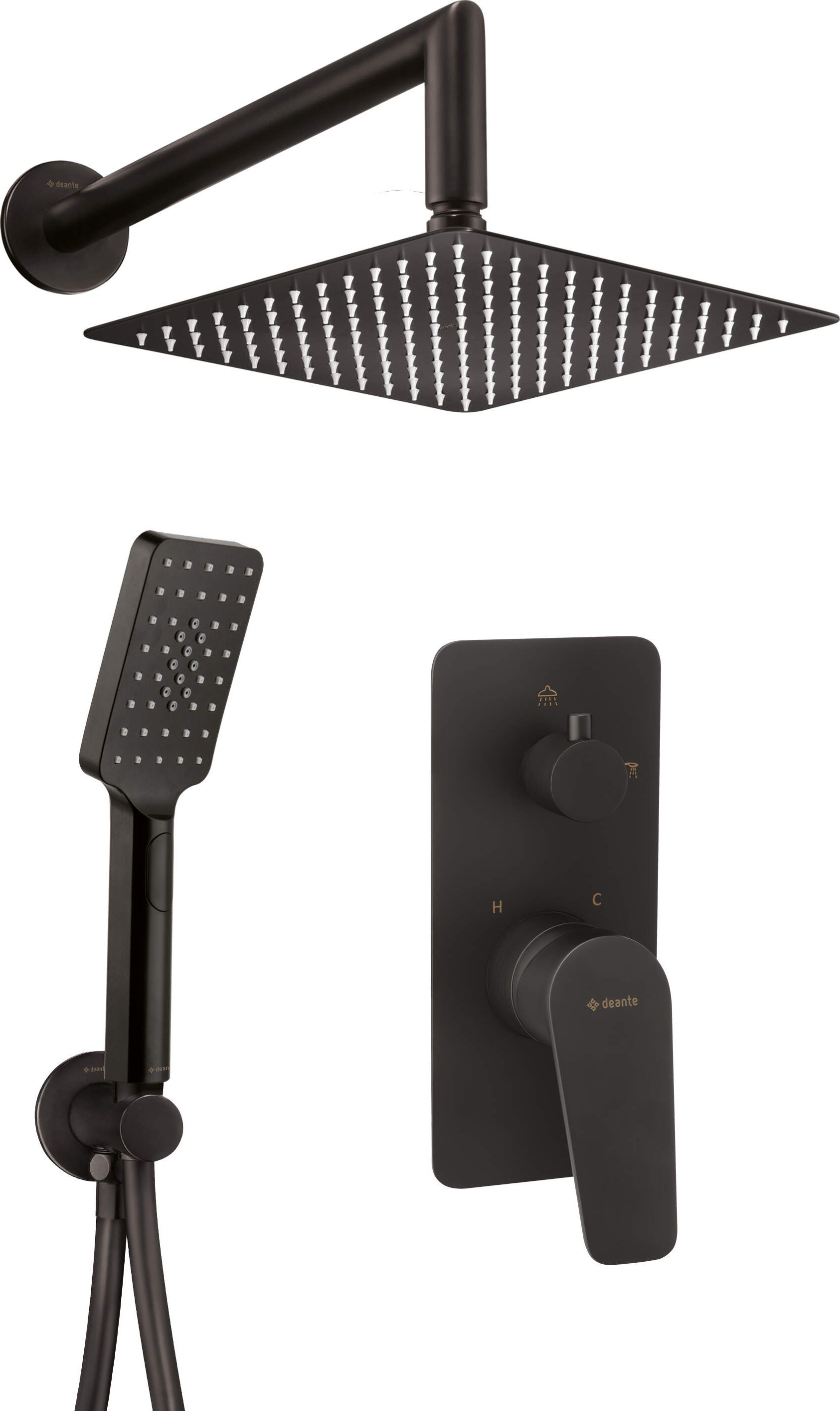 Zestaw prysznicowy Deante Deante Jasmin Komplet podtynkowy - nero