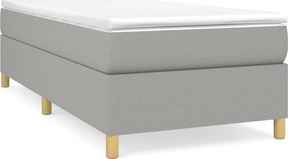 Łóżko Kontynentalne Z Materacem, Jasnoszare, Tkanina, 80X200 Cm