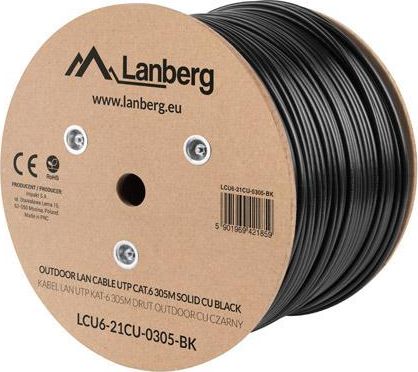 Lanberg Lanberg kabel instalacyjny UTP, kat. 6, drut OUTDOOR CU, 305m, czarny