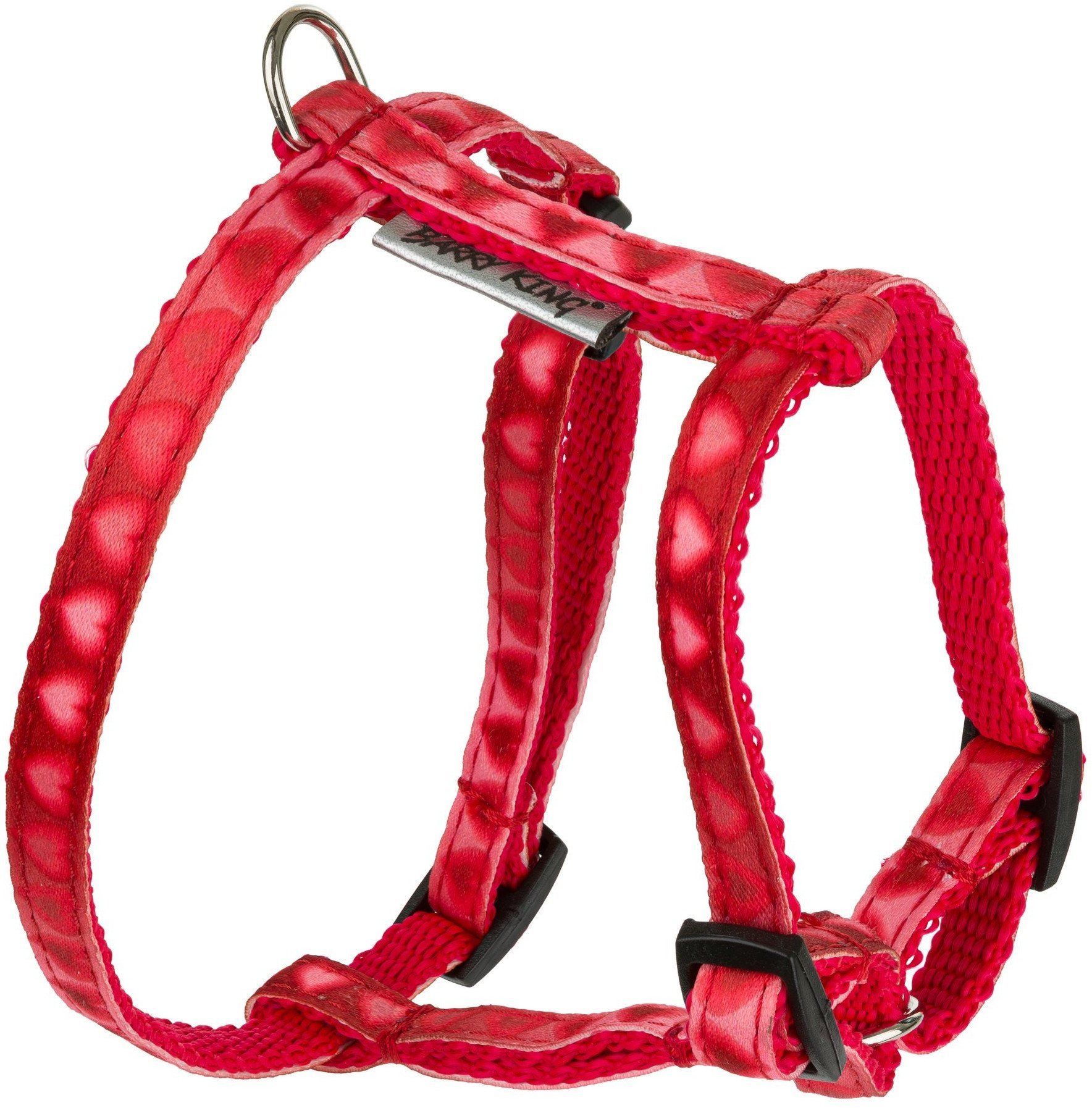 Szelki Love Heart, 10mm/szyja 19-31cm, brzuch 29-47cm, czerwone w serca