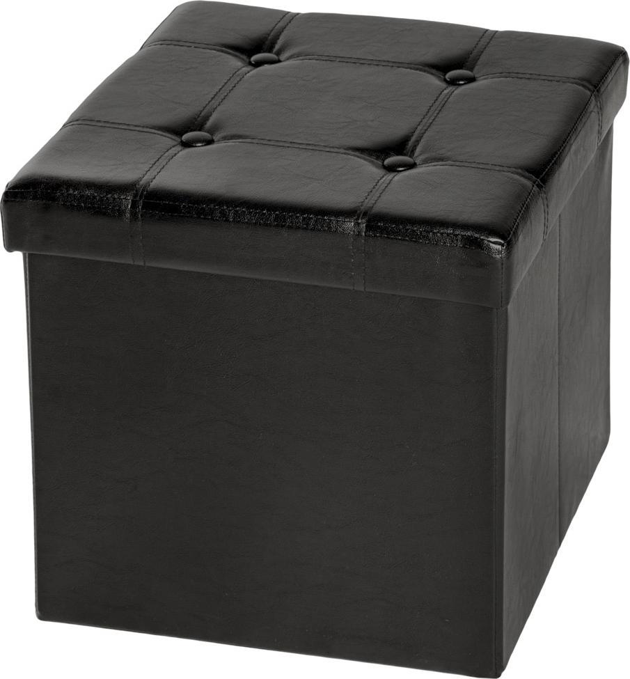 Tectake Składany puf ze schowkiem - czarny