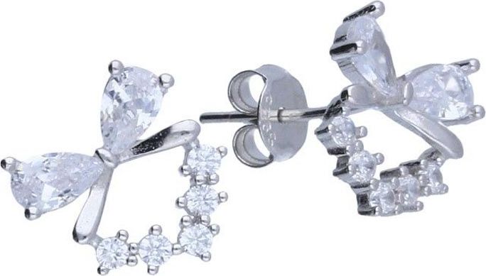 Lovrin Srebrne kolczyki 925 sztyft kokardki z cyrkonią 1,43g