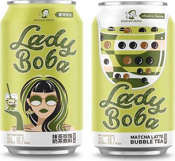 Madam Hong Tajwański Napój Bubble Tea o Smaku Mlecznej Zielonej Herbaty Matcha "Lady Boba | Matcha Latte Bubble Tea Drink" 315ml Madam Hong