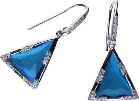 Lovrin Srebrne kolczyki 925 niebieskie trójkąty 4,13g
