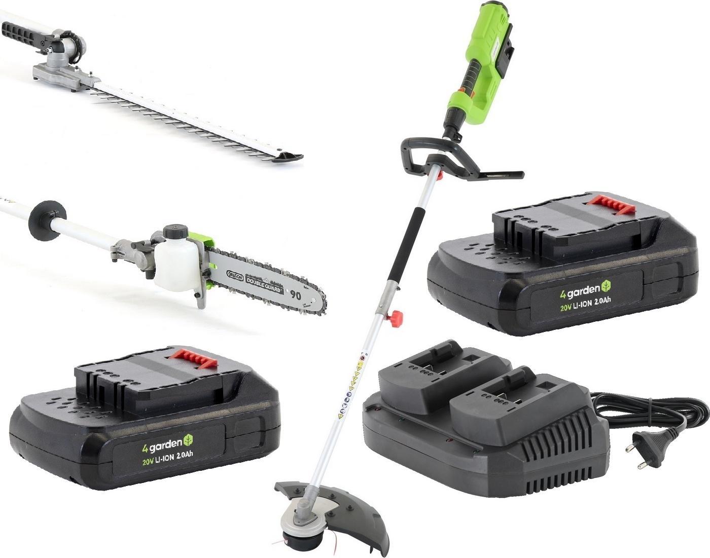 4Garden Urządzenie wielofunkcyjne AK22MULTI 4GARDEN Akumulatorowe: kosa + podkaszarka + nożyce do żywopłotu + okrzesywarka do gałęzi + 2x Akumulator 2