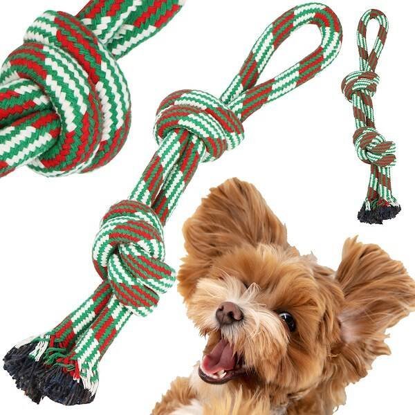Springos Zabawka dla psa szarpak sznur z węzłami gryzak podwójna lina kolorowa UNIWERSALNY