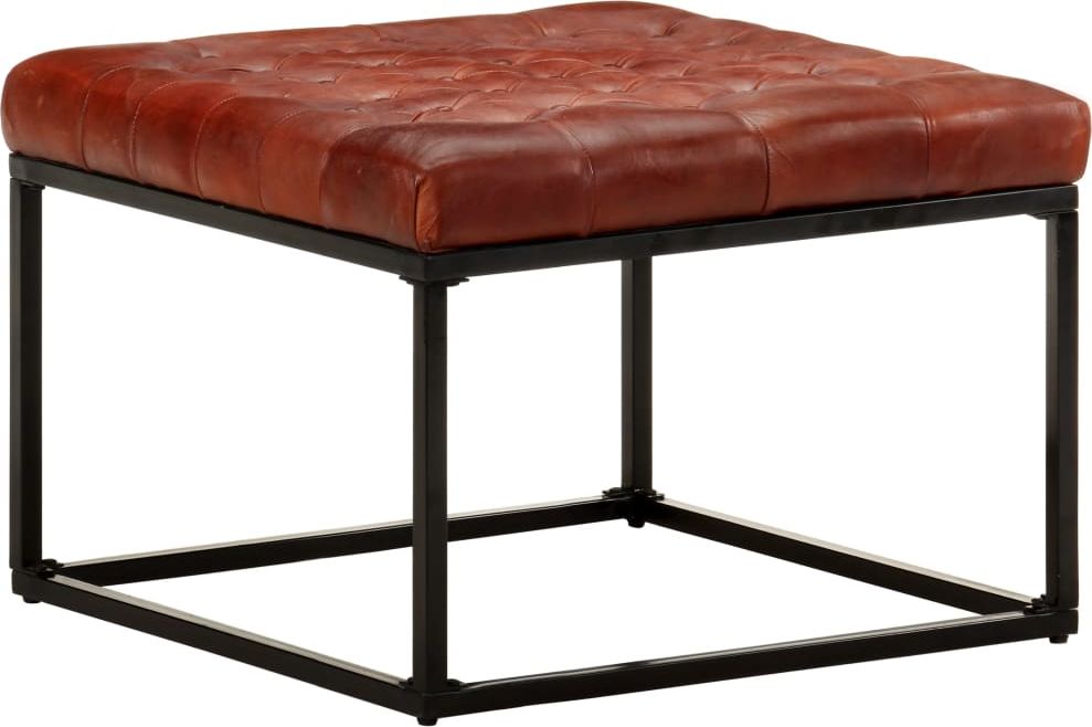 vidaXL Puf, ciemnobrązowy, 62x62x47 cm, prawdziwa skóra