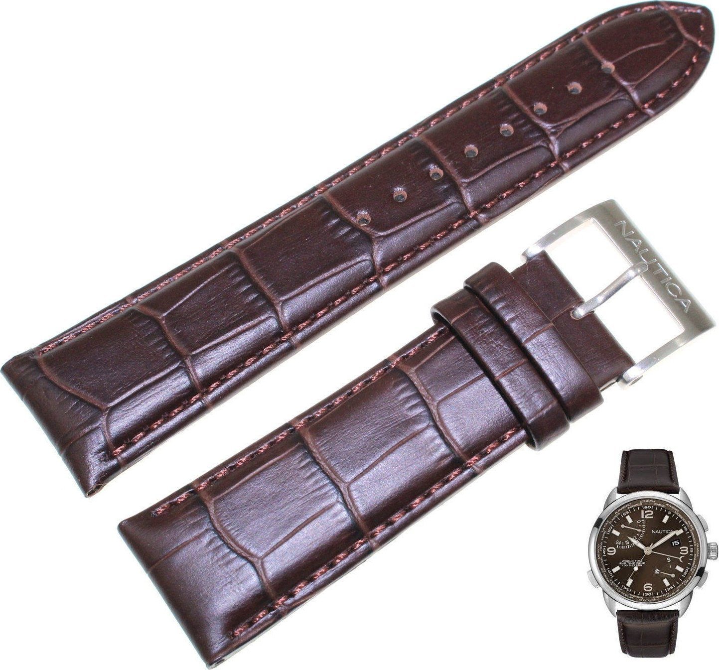 Nautica Skórzany pasek do zegarka Nautica NAI19509G 24 mm