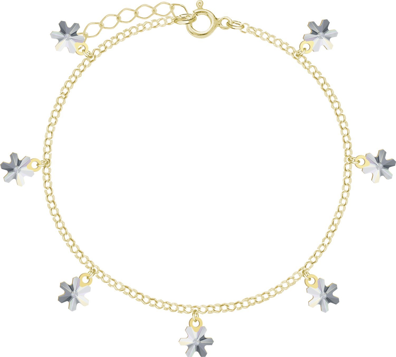 MEJK Jewellery Bransoletka Pozłacana z Płatkami Śniegu Boże Narodzenie