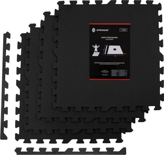 Springos Mata ochronna 60 cm x 60 cm x 1.2 cm czarna