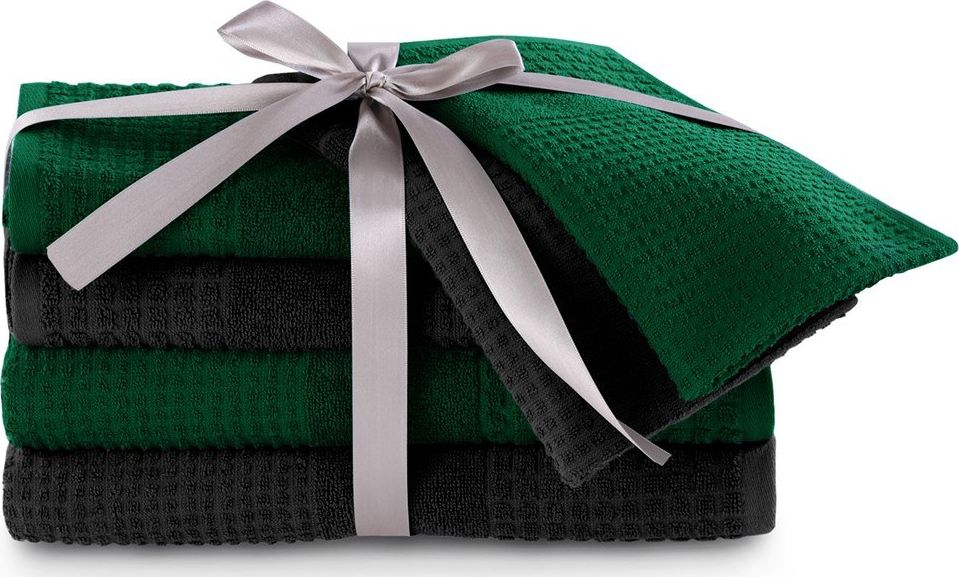 AmeliaHome Zestaw ręczników kąpielowych Plano zielony 6 sztuk różne rozmiary
