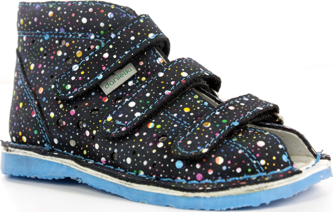 Danielki Obuwie dziecięce T125L profilaktyczne granatowy kropki blue 25