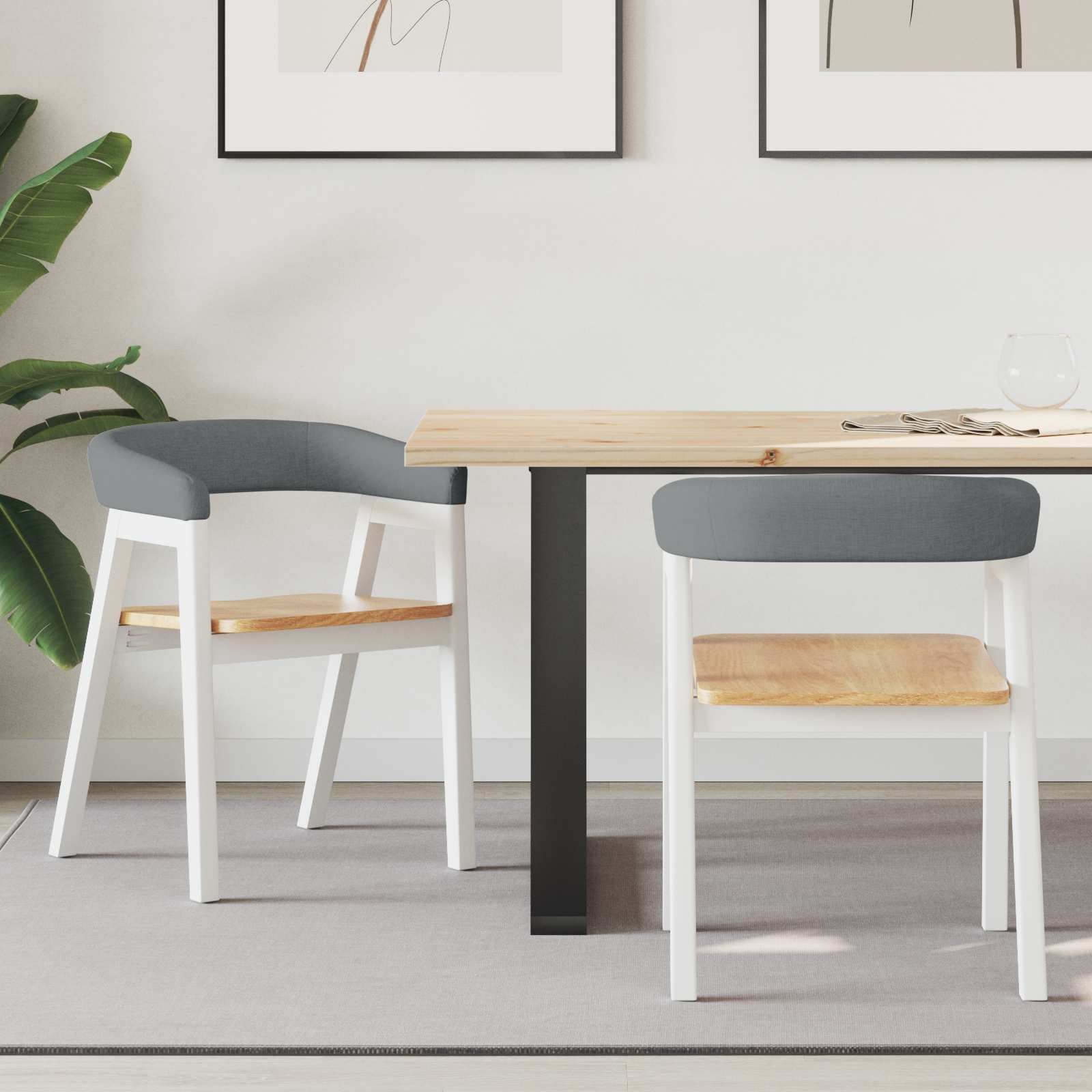 vidaXL Krzesła do jadalni 2 pcs Biały 54 x 57 x 73 cm Lekkie drewno kauczukowe