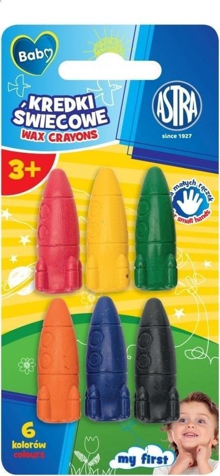 Kredki świecowe w kształcie rakiety 6kol ASTRA